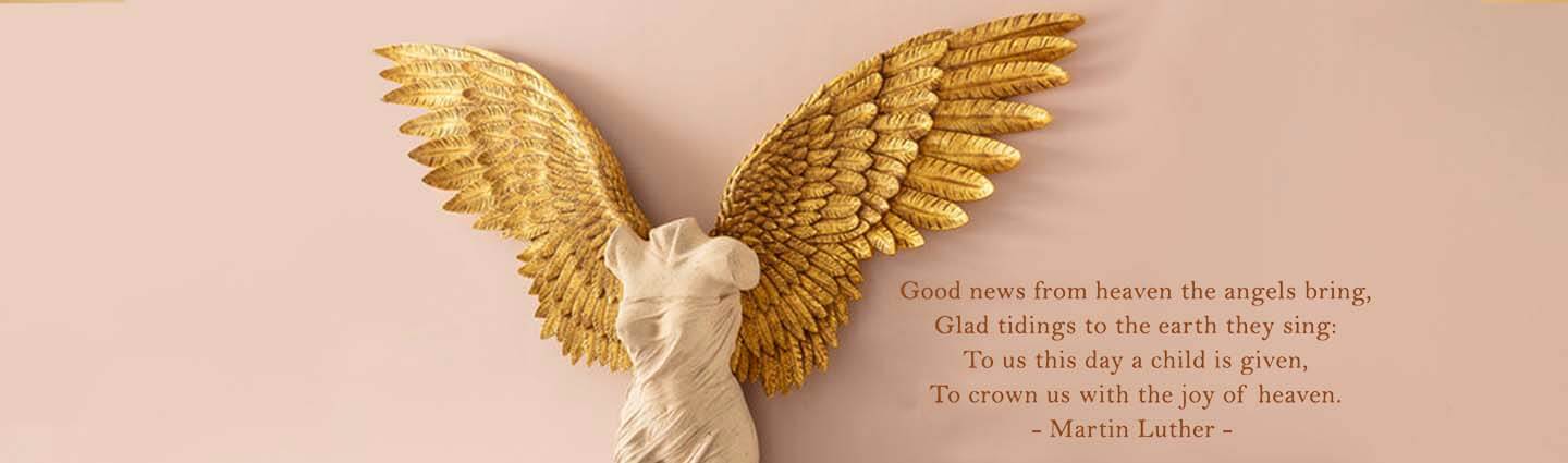 Large angle wings, pair of wings, gold wings, angels and cherub sculptures, angels, heaven 