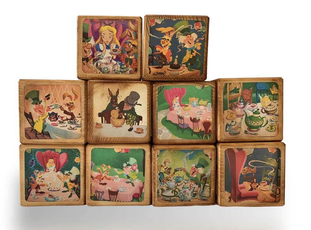Disney Little Golden Book Blocks,  Alice in Wonderland Wooden letter blocks