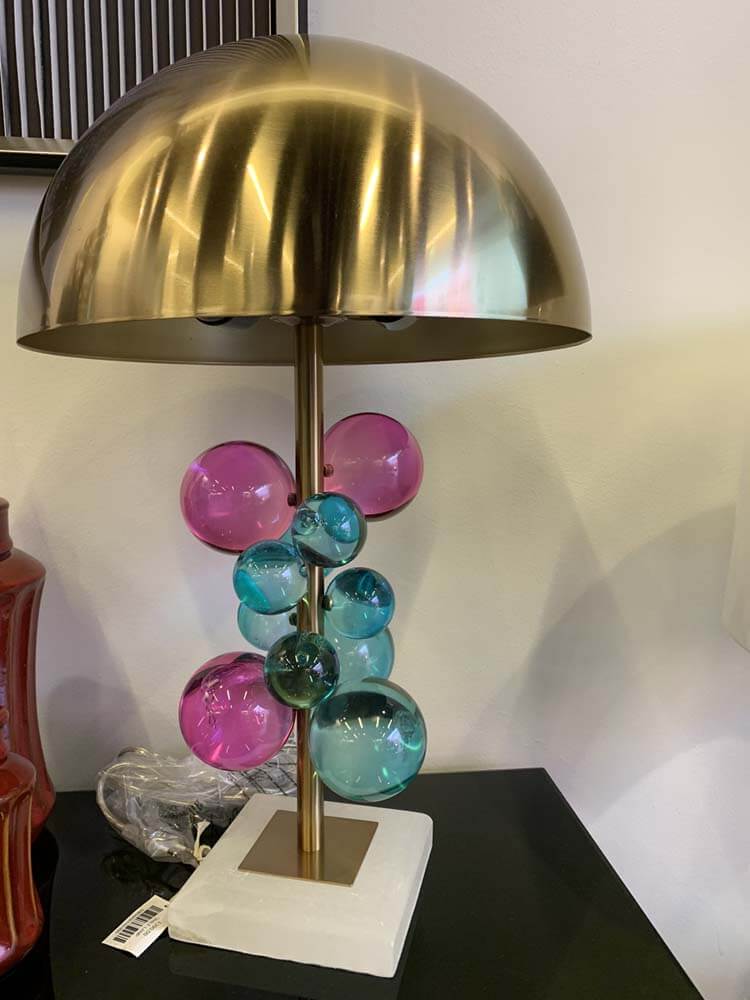 Brass and marble crystal table lamp Art Deco style