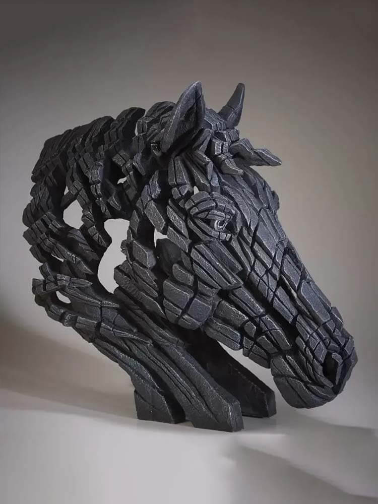 Large Horse Bust - Black by Edge Sculpture