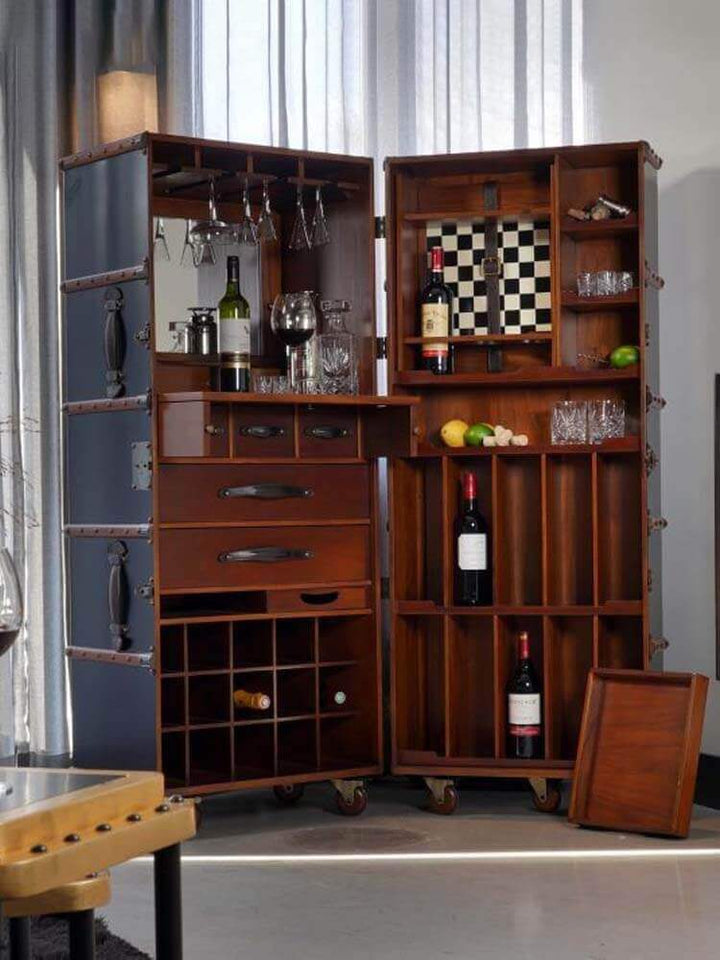 Vintage Suitcase Style Bar Cabinet Black, Stateroom Bar