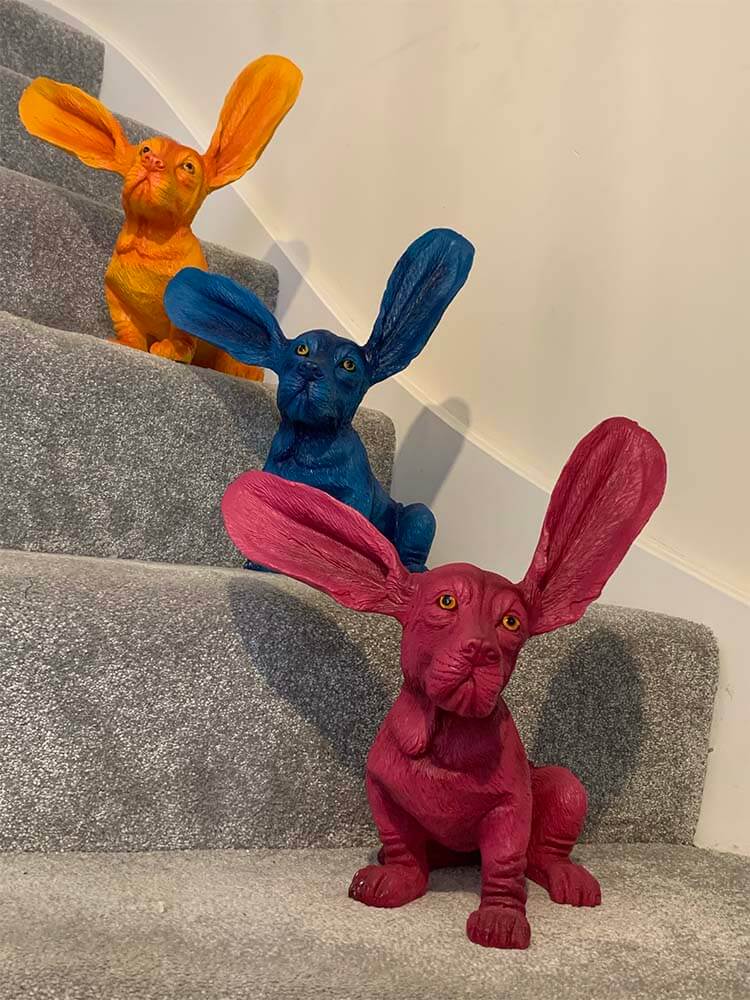 Bright coloured Basset, Vibrant Colour Dog ornaments