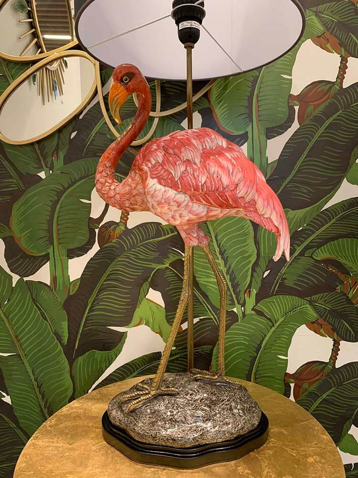 Large Pink Flamingo Porcelain Table Lamp