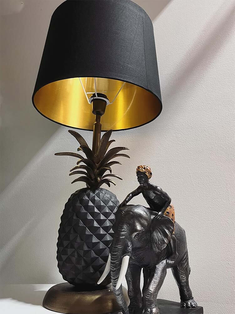 Pineapple lamp, large table lamp black and gold pineapple design