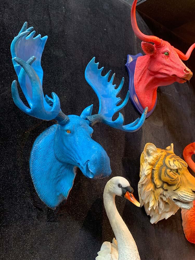 Blue Moose wall head, ELECTRIC BLUE MOOSE WALL HEAD