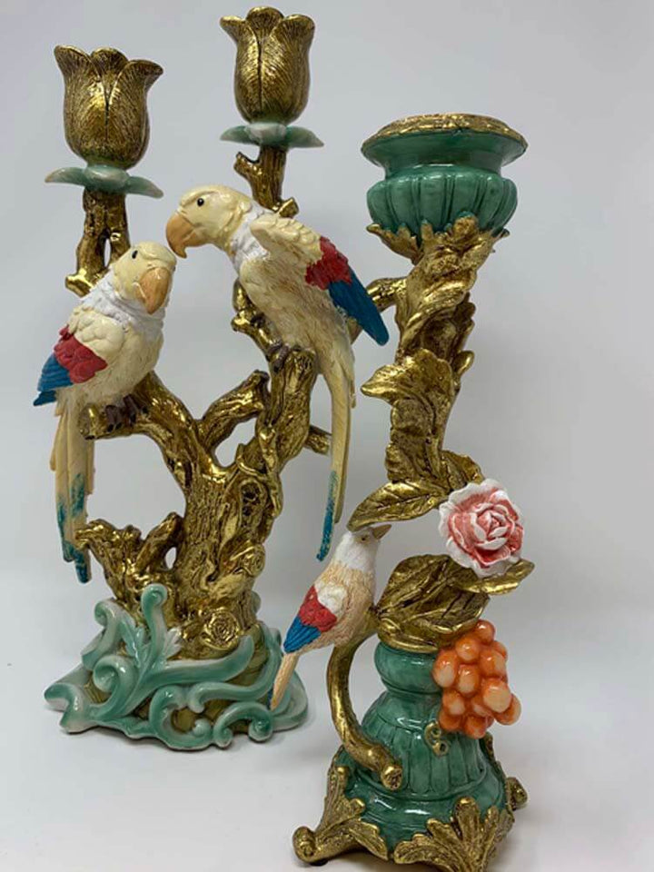 Vintage Designer Candle Holders, Colourful Bird Candle Holder