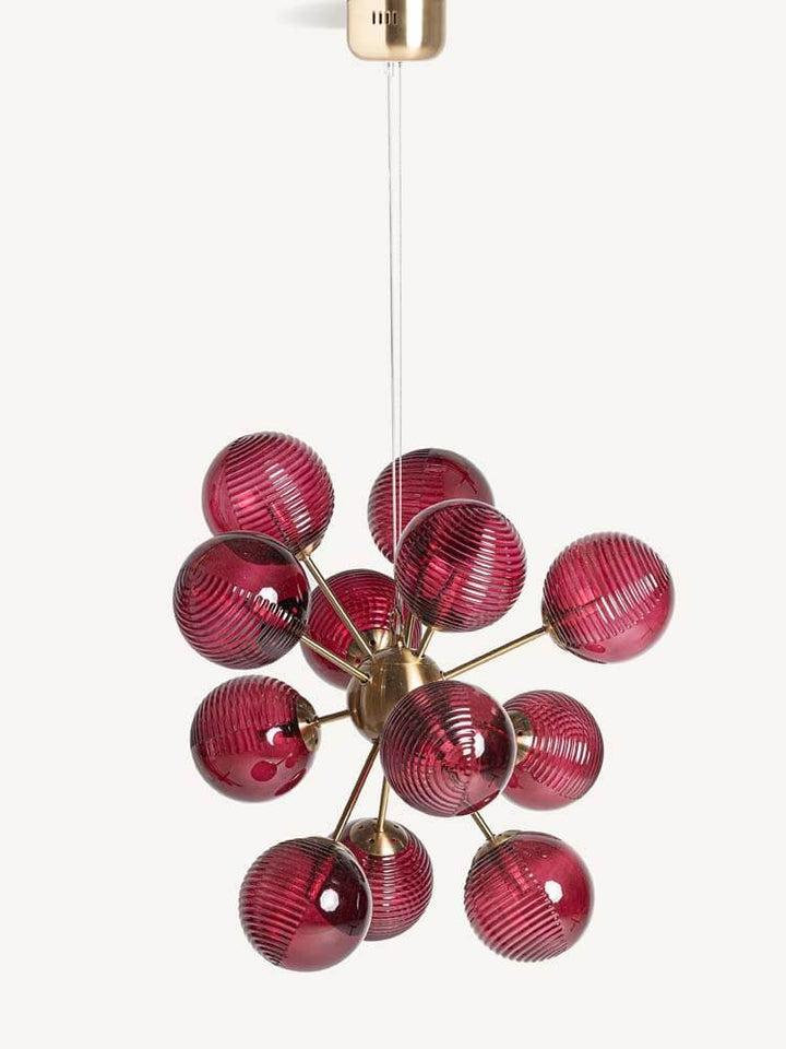 Ceiling Light, Art Deco Crystal Light Red