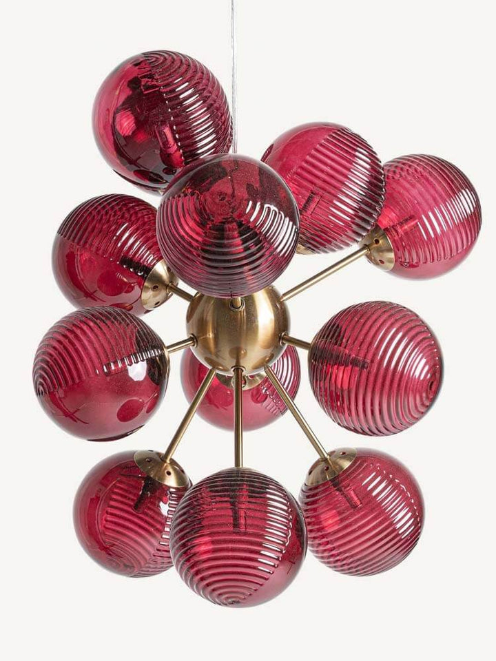 Ceiling Light, Art Deco Crystal Light Red