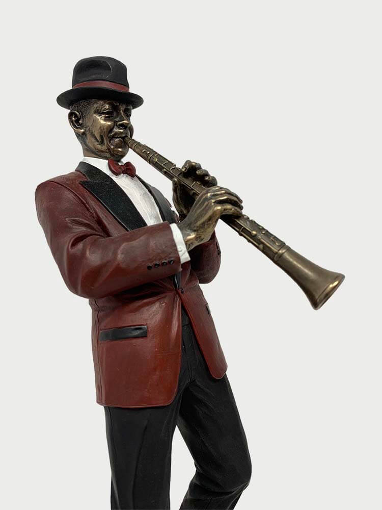 Clarinet Player Jazz Bronze Figurine