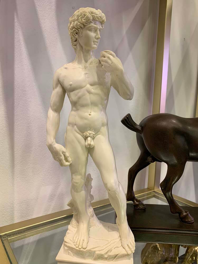 Authentic replica of Michelangelo's sculpture, David. the Renaissance artist