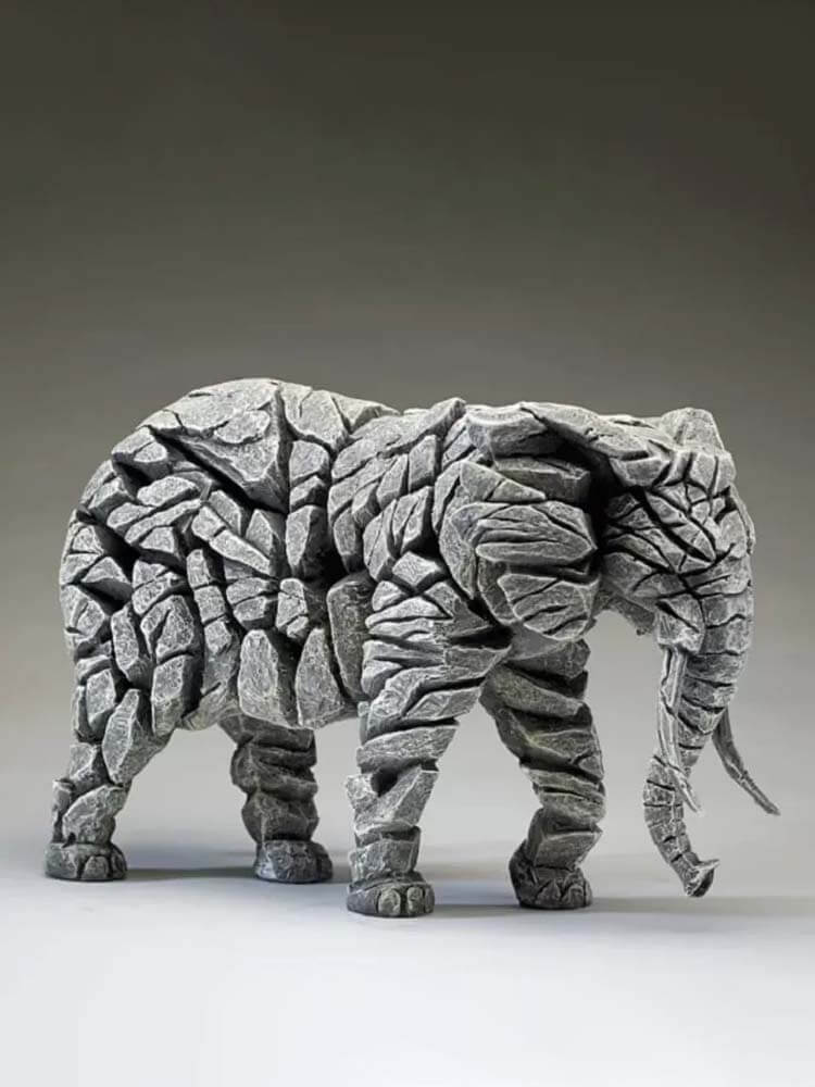 Elephant Figure White, Edge Sculpture Animal Statues, 23cm