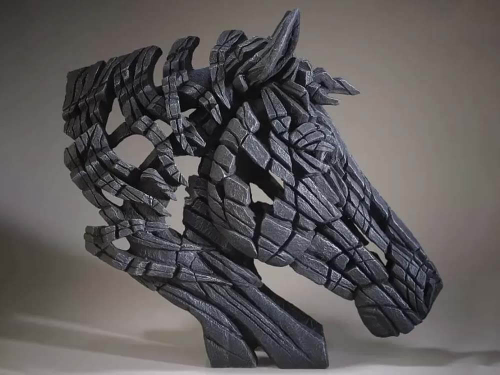 Large Horse Bust - Black by Edge Sculpture