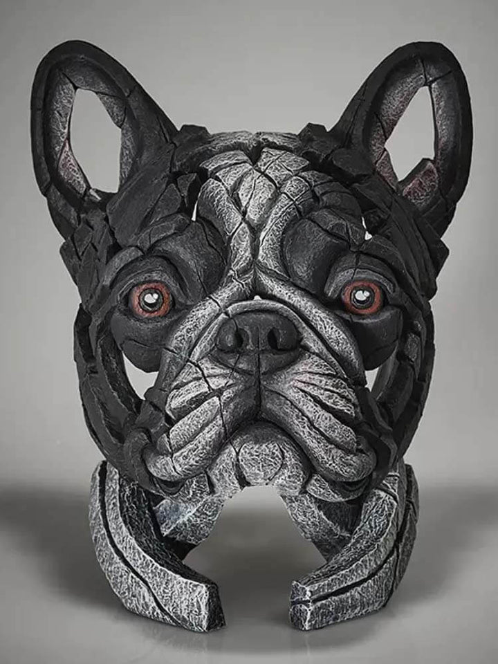 French Bulldog Sculpture, Colour Pied, Grey and Black Bulldog figurine
