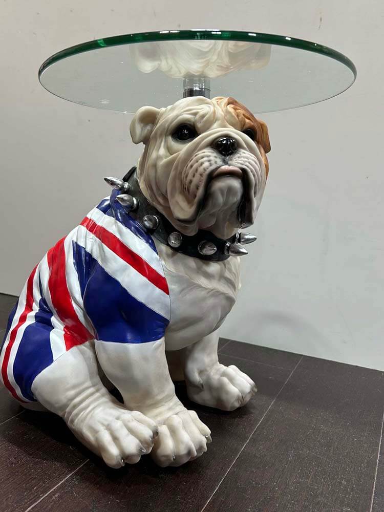 English Bulldogs in Union Jack coat  side table