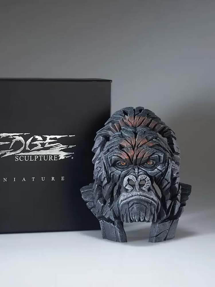 Miniature Black gorilla bust Edge Sculpture by The Dutch Hospital