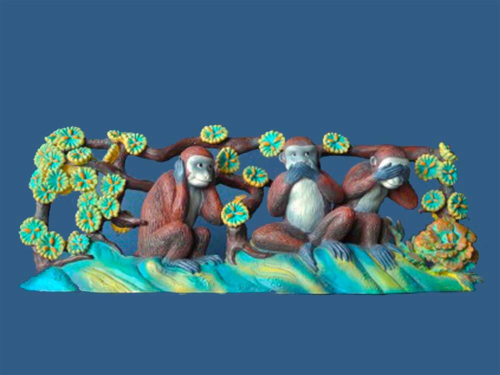 Three wise monkeys of Tōshōgū Shrine Japan- a replica of the original sculpture