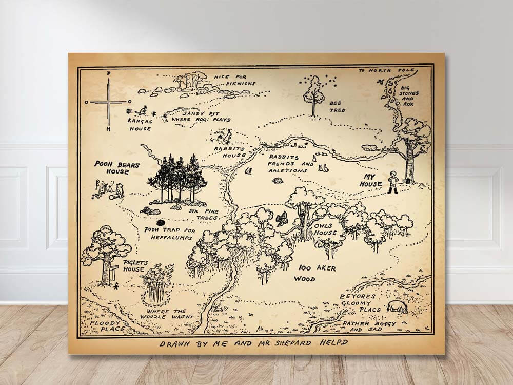 Map of The Hundred Acre Wood illustrated by Shepard