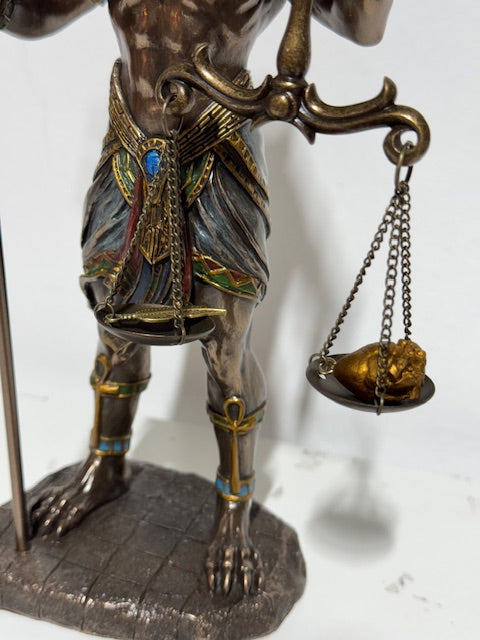 Ancient Egyptian God Anubis Holding Ankh And Scale Sculpture
