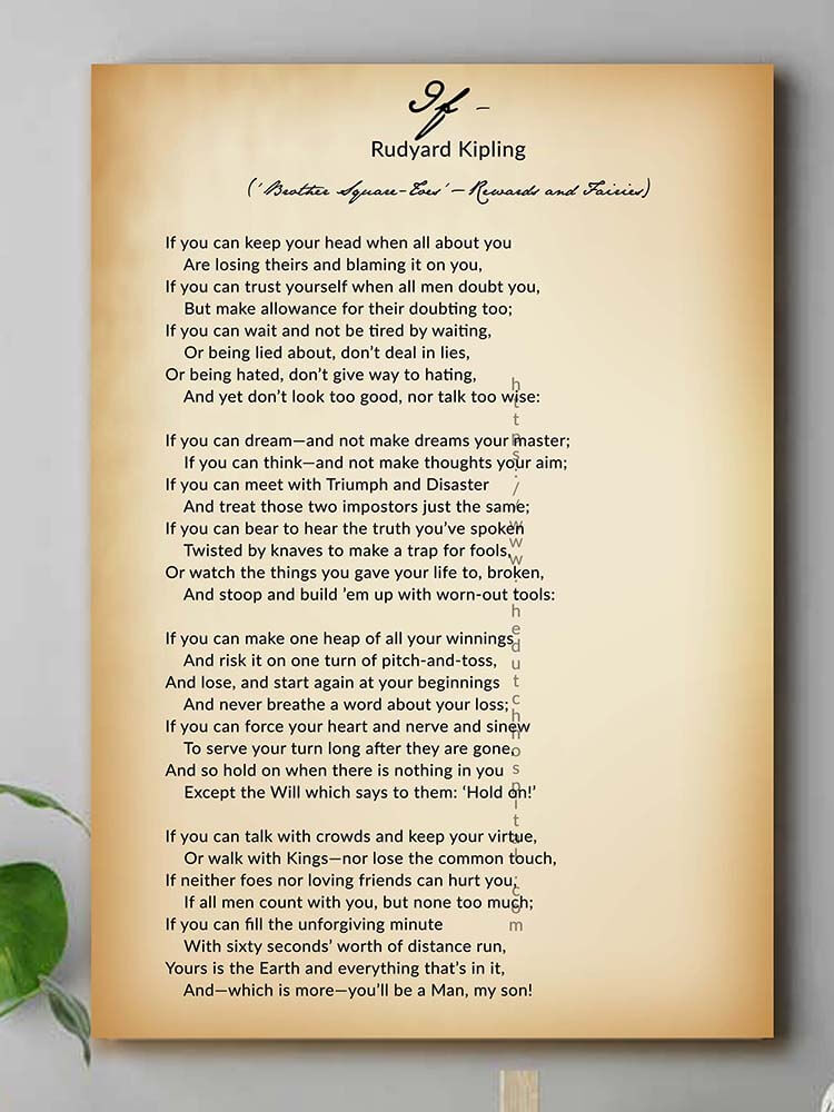 If by Rudyard Kipling, If You Can Keep Your Head When All About You, Canvas Art
