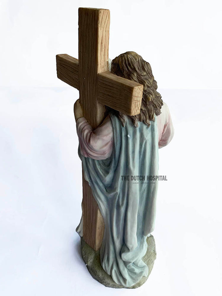 Jesus With Sacred Heart Leaning On The Dove Cross Statue