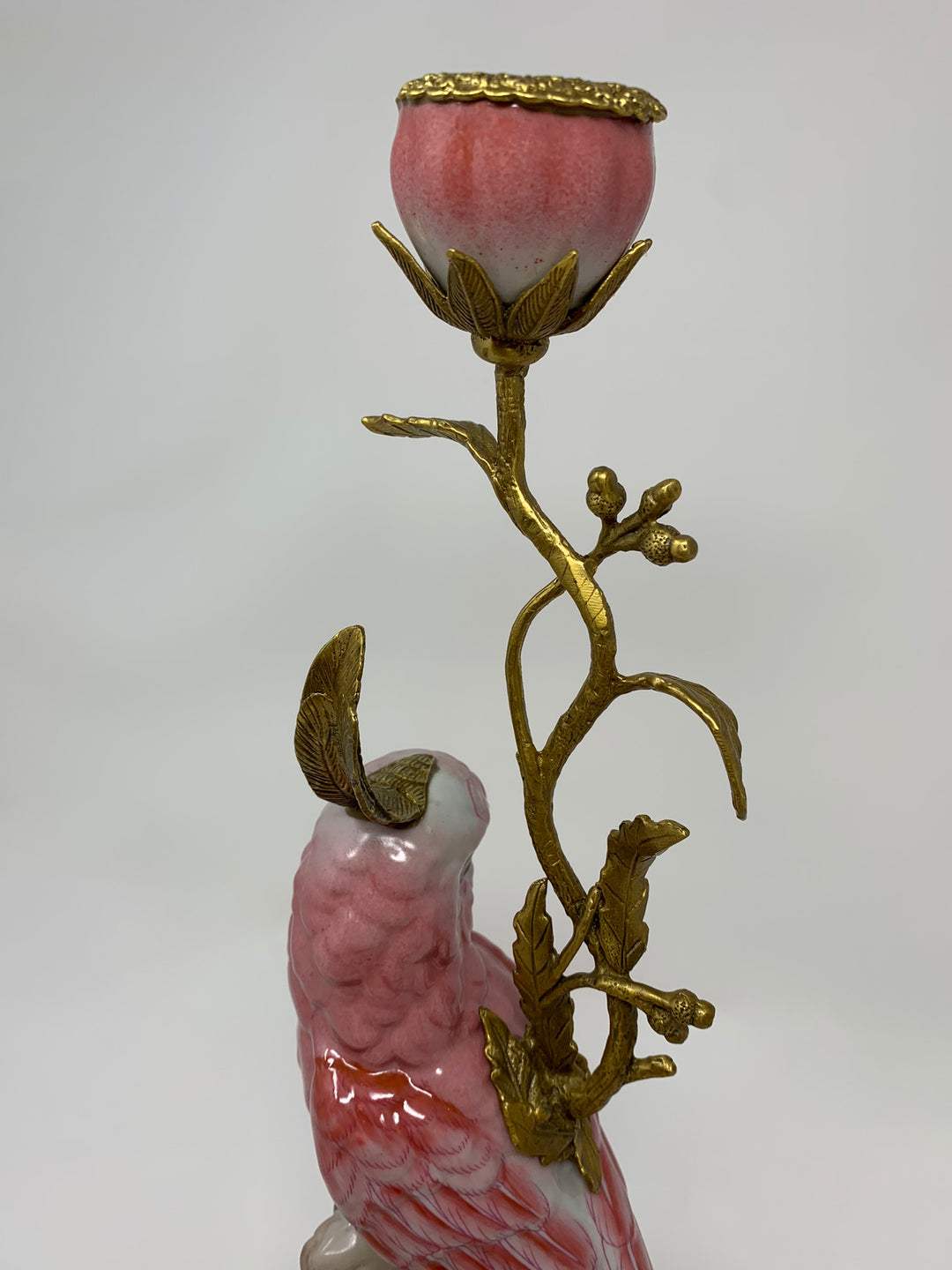 Coral Parrot Candleholder, Candlesticks in PINK, pink bird candlesticks