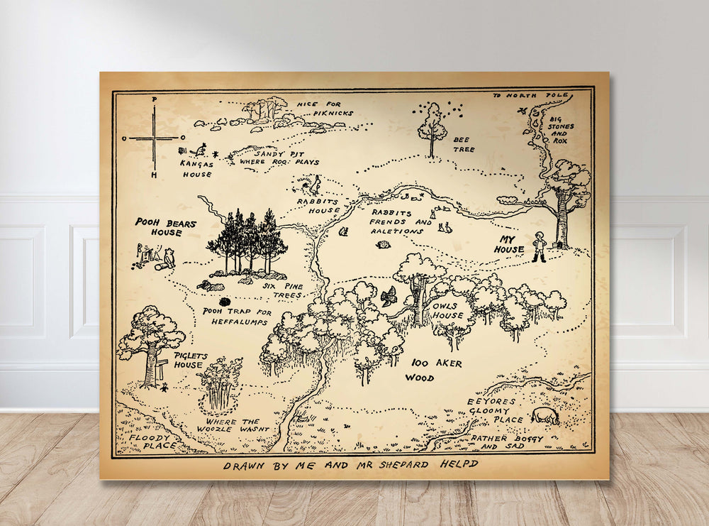 Map of The Hundred Acre Wood illustrated by Shepard