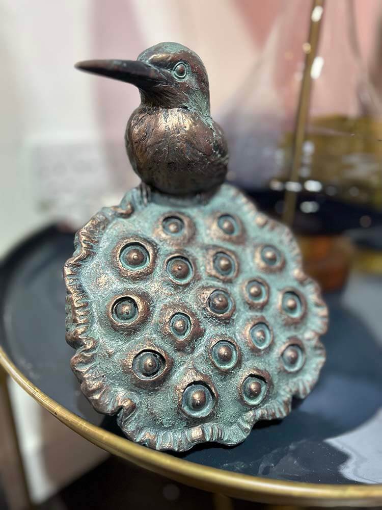 Kingfisher sculpture, Kingfisher on a Lotus Leaf Statue