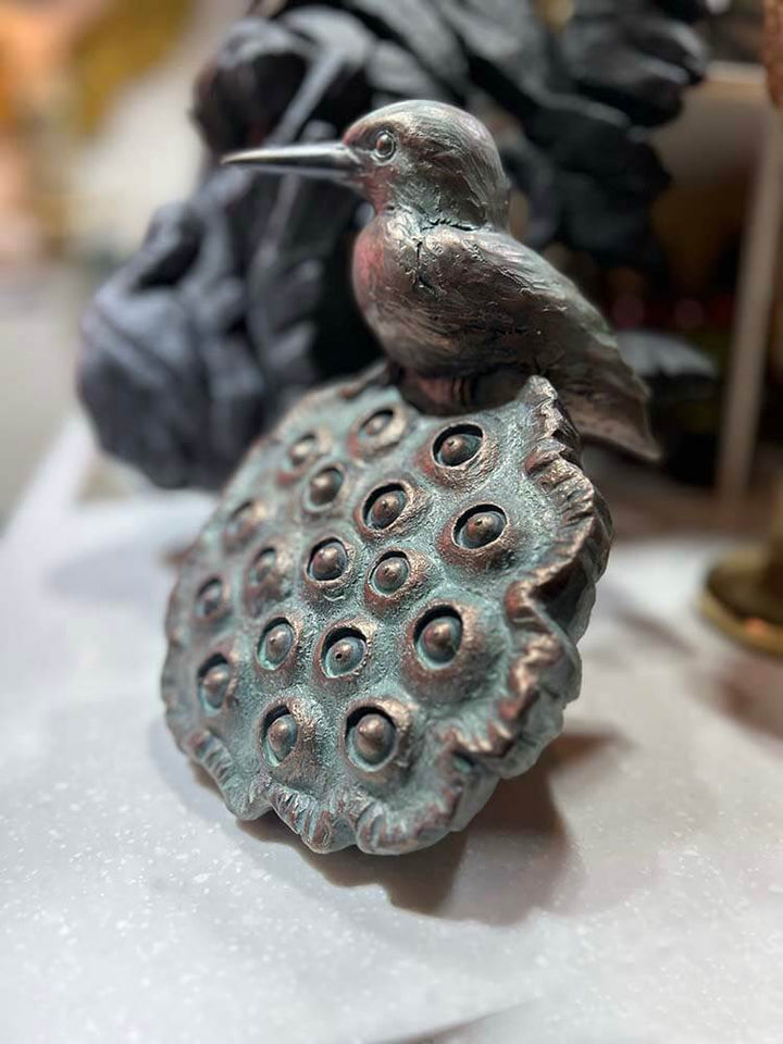 Kingfisher sculpture, Kingfisher on a Lotus Leaf Statue