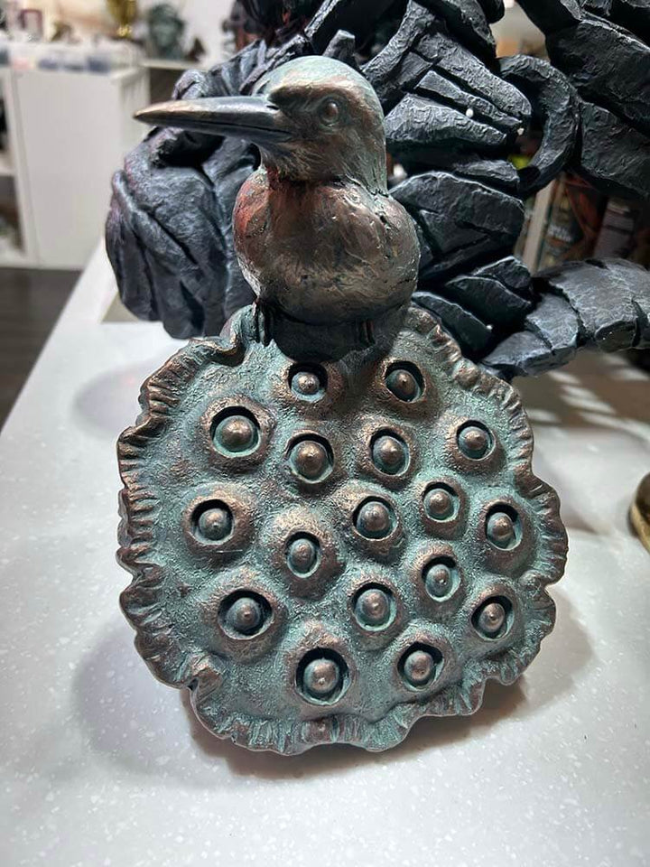 Kingfisher on Lotus Flower Figure