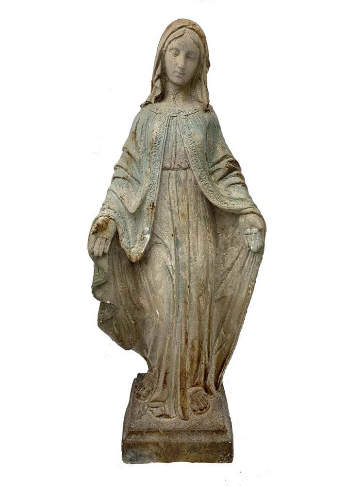 Large Antiqued Stone Effect Madonna Figure
