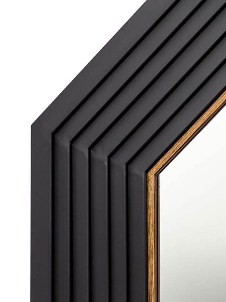 Large black and gold octagonal wall mirror home decor