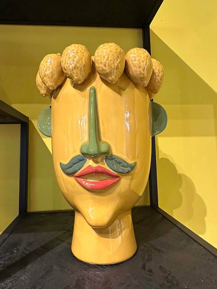 Lemon face vase, yellow lemon vase