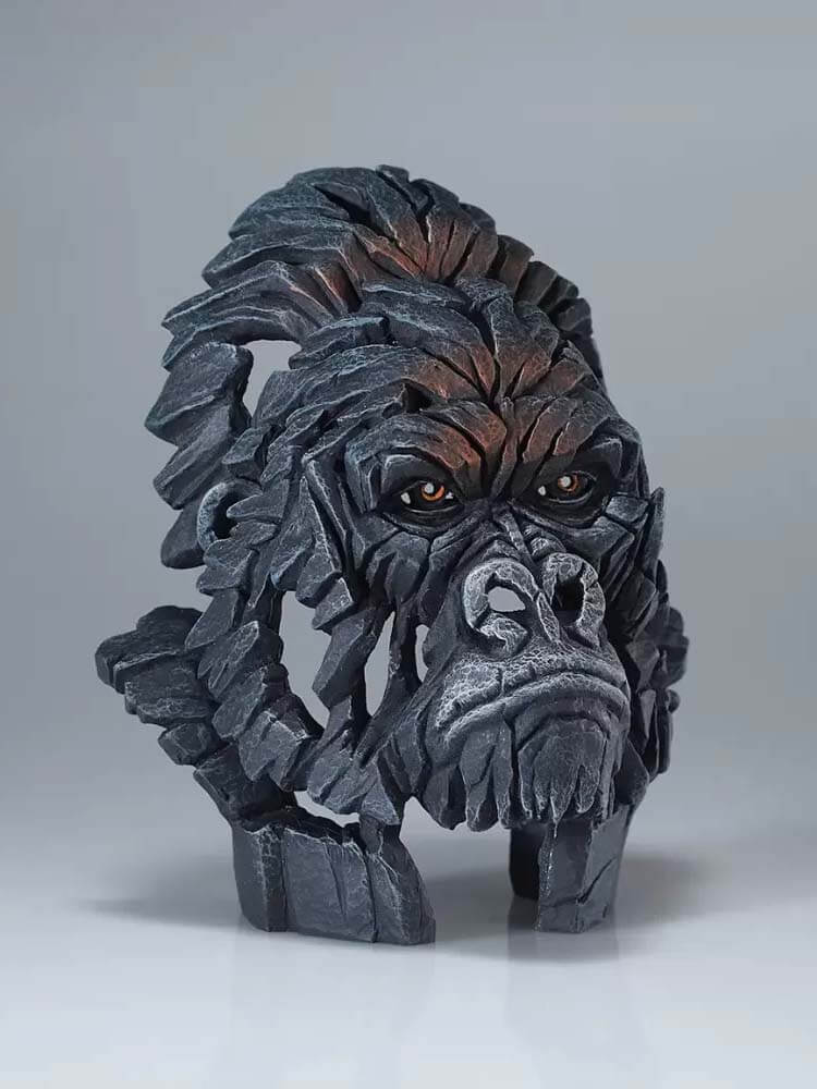 Miniature Black gorilla head figure by Edge Sculpture