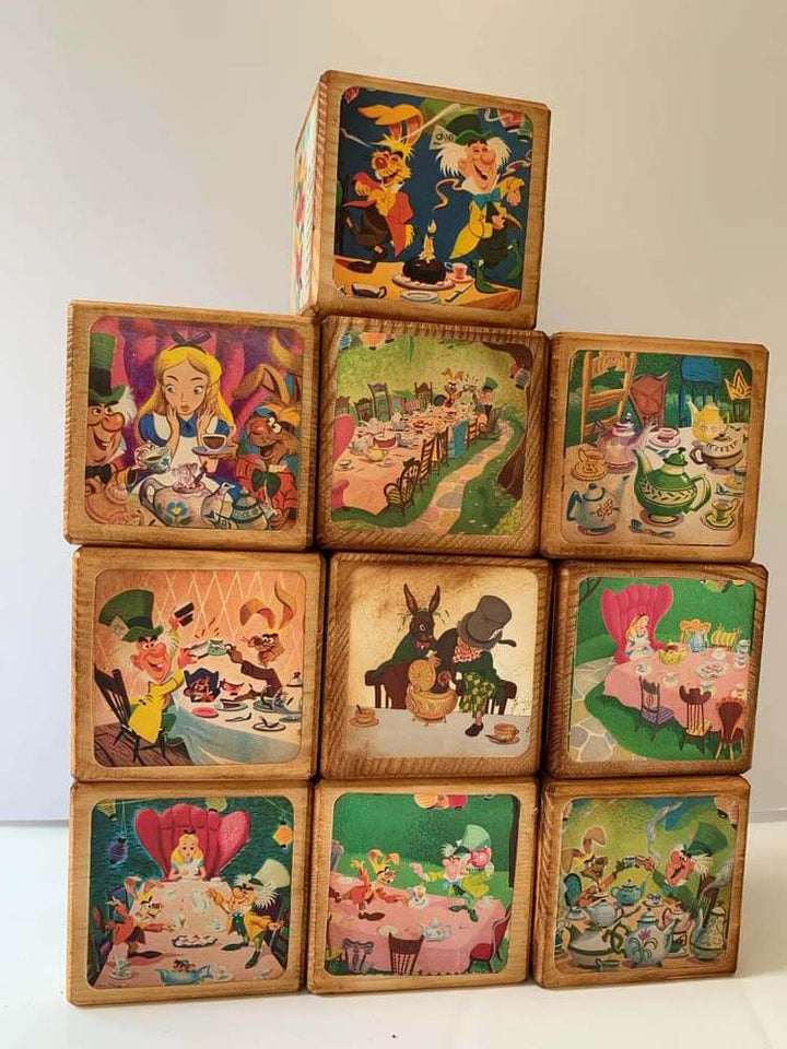 She grows nine feet tall after eating a cake, Disney White Rabbit baby blocks