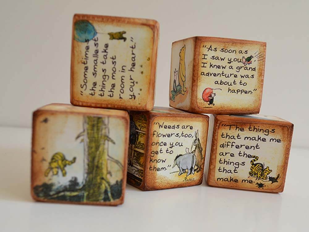 Wooden baby blocks on Etsy, Pooh bear theme