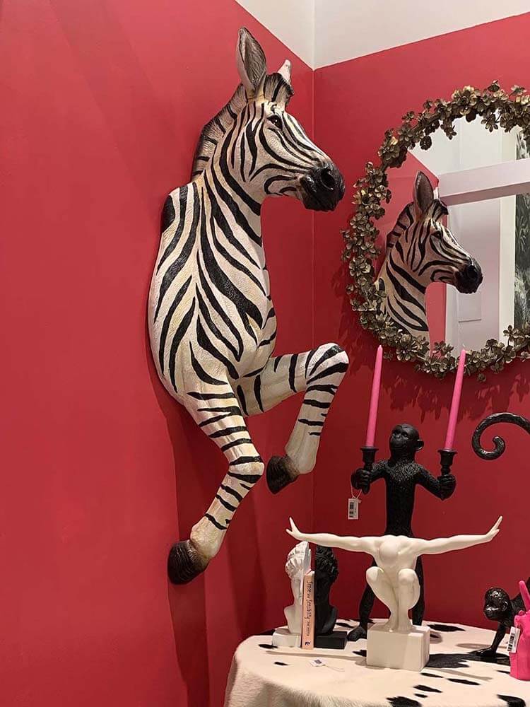 Zebra Bust wall decoration, Running zebra sculpture Large Body of Zebra