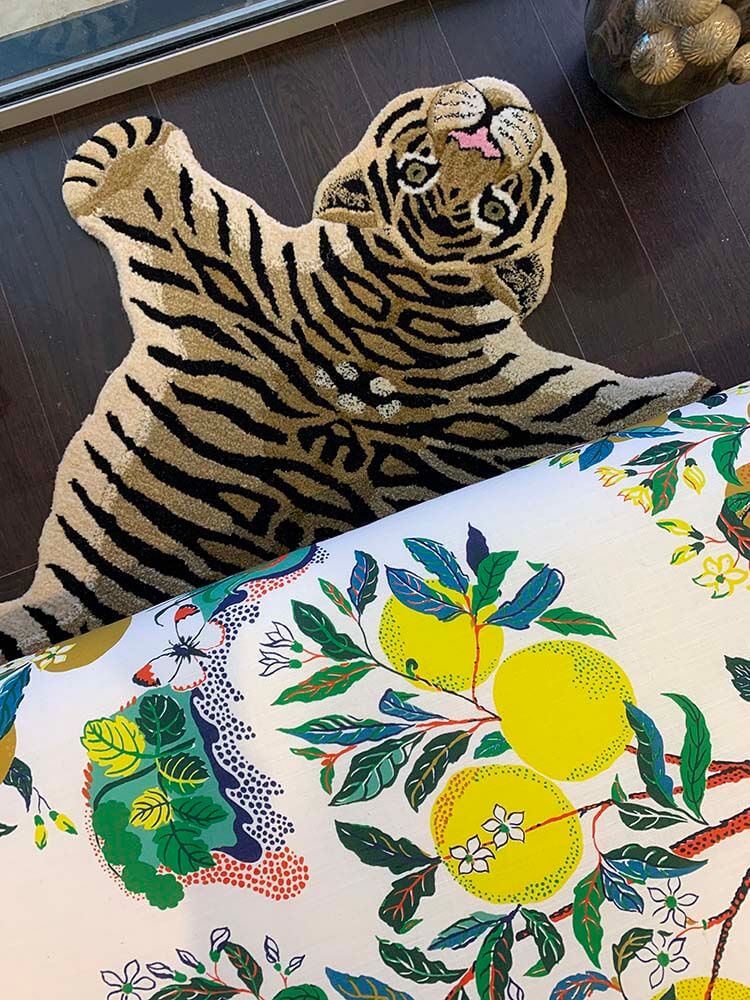 Schumacher Citrus Garden Lemon Fabric Sofa, French Chase, Designer Chase