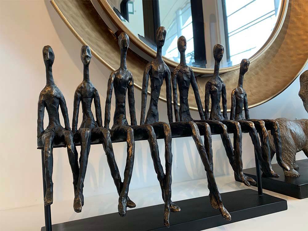 Libra Interiors Friendship Bench Sculpture, Antique Bronze, Dutch Hospital sculptures