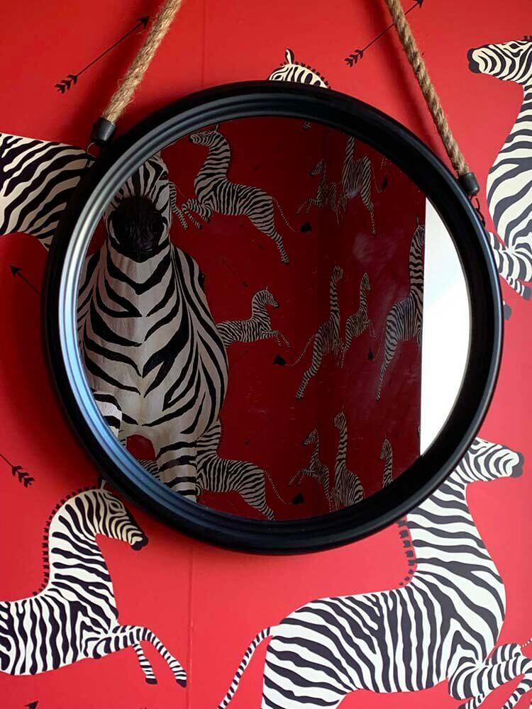 Small black bathroom mirror, Small wall mirror on rope