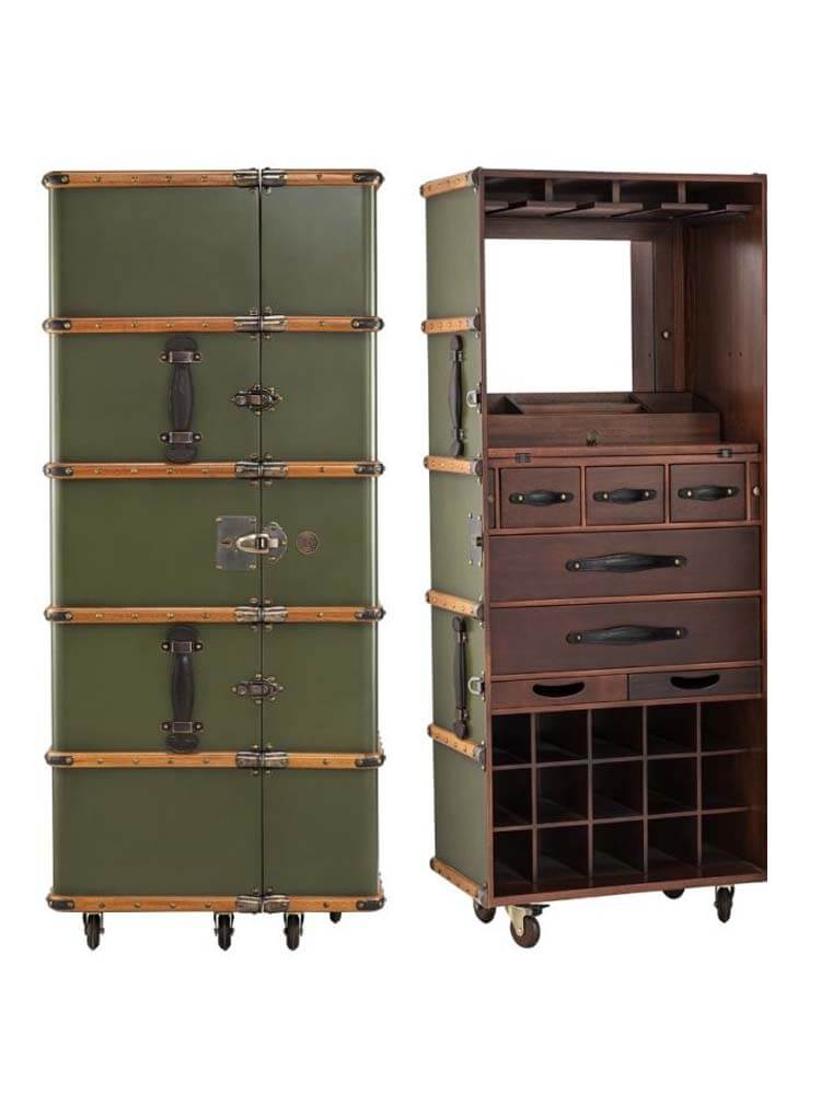 Stateroom Bar, Field Green drink cabinet, liquor bar cabinet storage