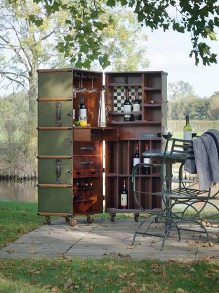 Stateroom Bar, Field Green drink cabinet, liquor bar cabinet storage