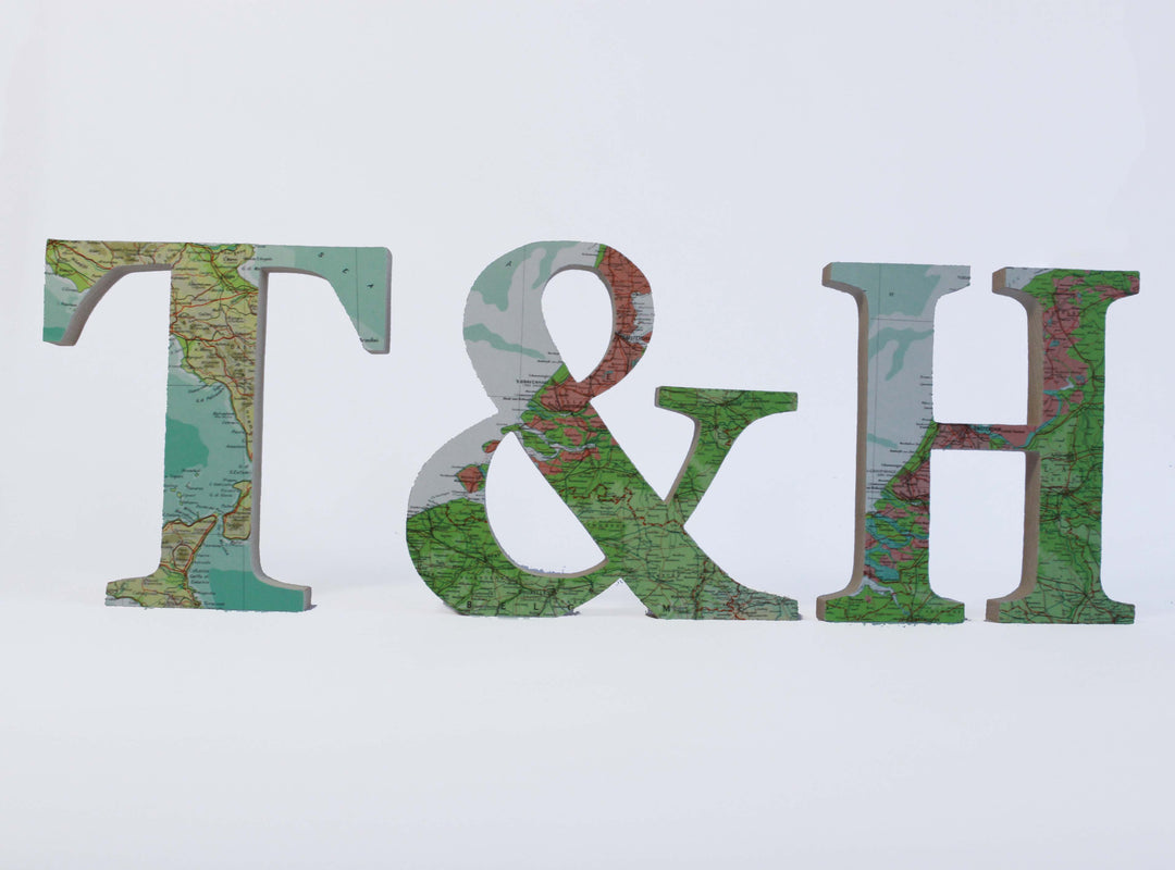 custom maps, personalised map letters, wooden letters