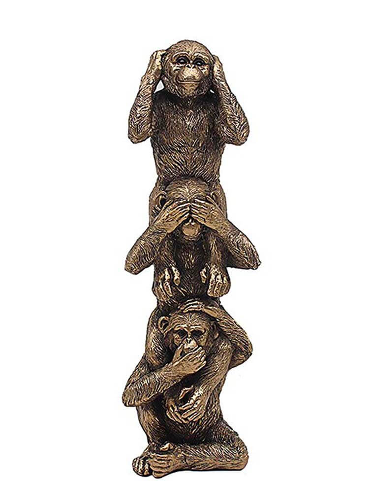 Three Wise Monkeys Stacking Bronze Colour