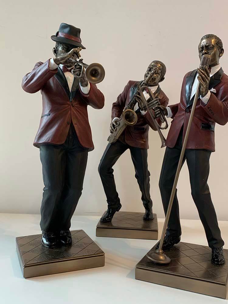 Trumpet, Jazz Musician Bronze Figurine, American Jazz Band