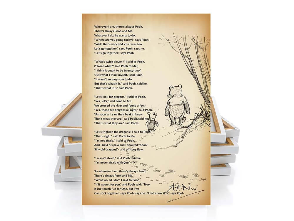 Us Two poem, Winnie the pooh canvas wall art