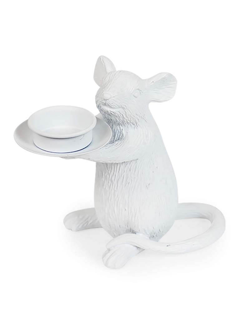 Taper candle holders white rat