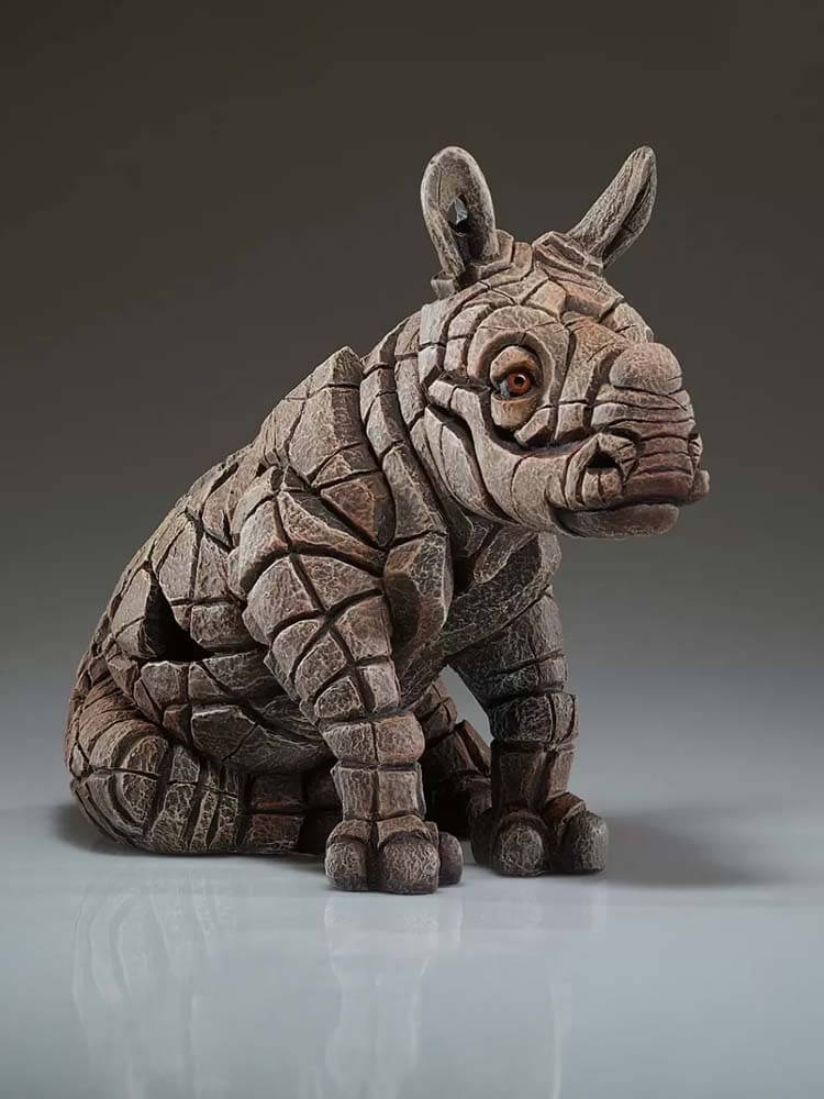 Striking White Rhinoceros Calf figure by Edge Sculpture
