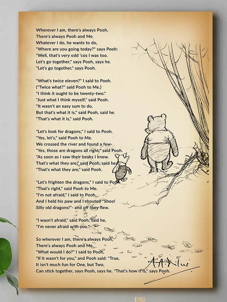 Us Two poem, Winnie the pooh canvas wall art