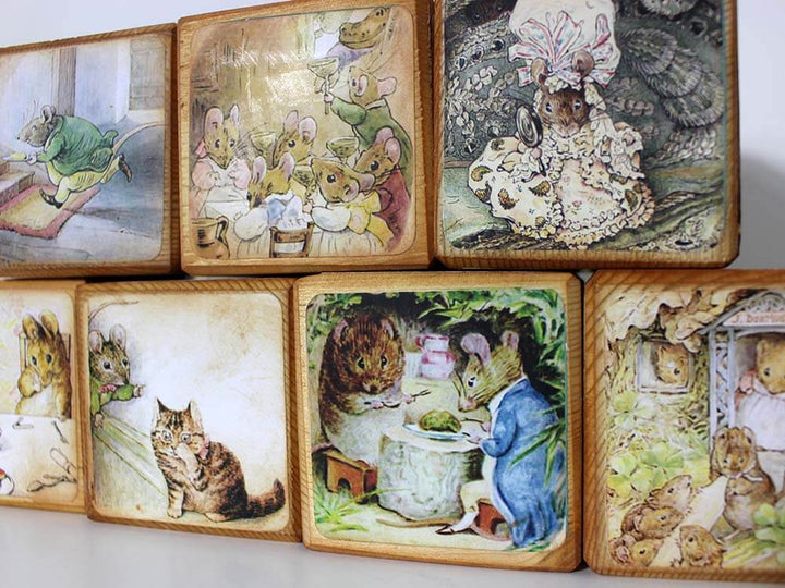 Handmade wooden blocks Beatrix Potter stories