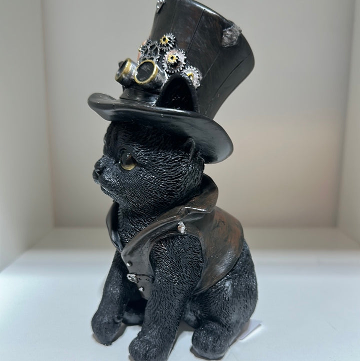 Cogsmiths Black Cat, Scary Gothic  Steampunk  Cat Figurine